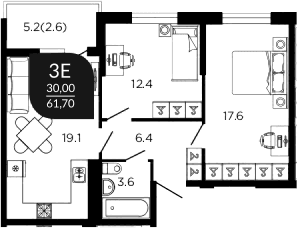 Продается 3-комн. квартира, 60.8 м²