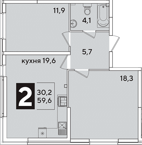 Продается 3-комн. квартира, 59.6 м²