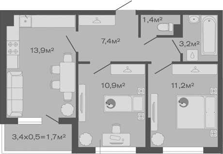 Продается 2-комн. квартира, 48 м²
