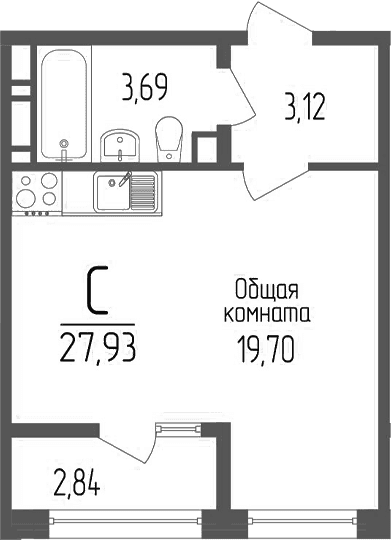 Продается 1-комн. квартира, 26.51 м²
