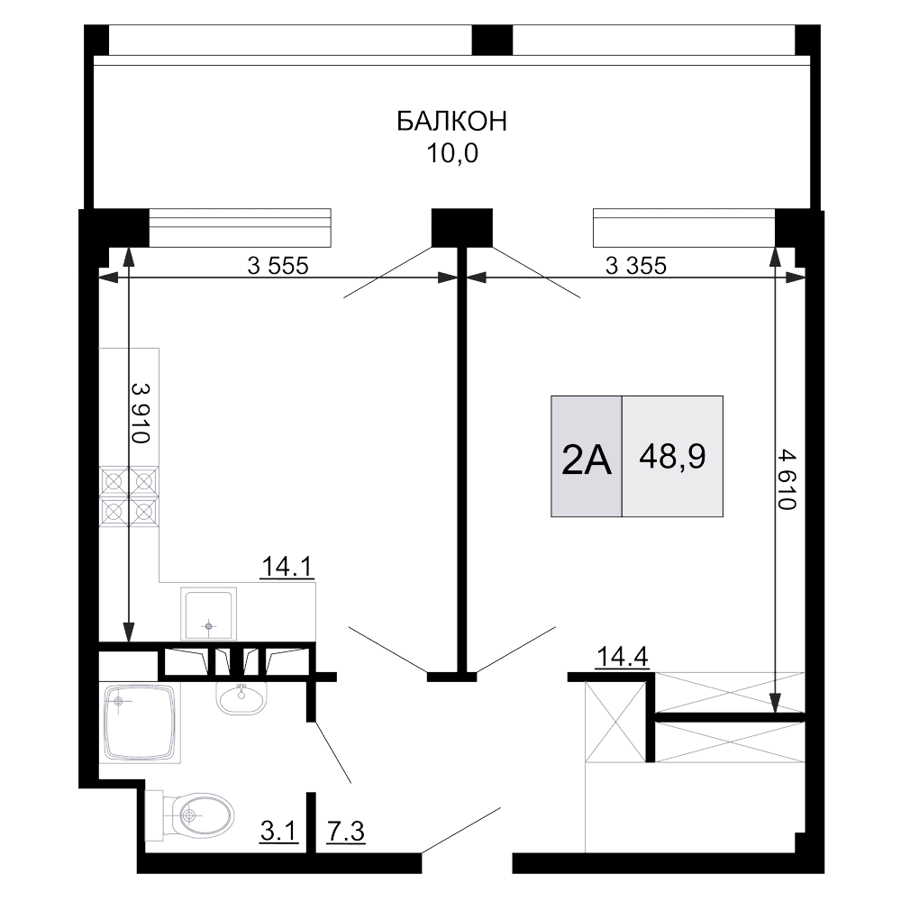Продается 2-комн. квартира, 38.9 м²