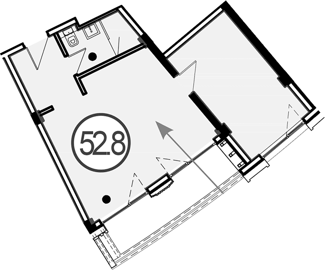 Продается 1-комн. квартира, 52.8 м²