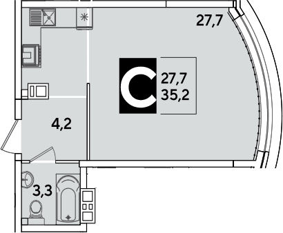 Продается 1-комн. квартира, 35.2 м²
