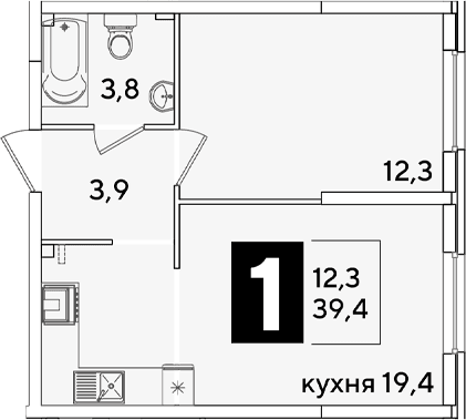 Продается 2-комн. квартира, 39.4 м²