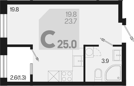 Продается 1-комн. квартира, 23.7 м²
