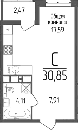 Продается 1-комн. квартира, 29.61 м²