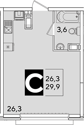 Продается 1-комн. квартира, 29.9 м²