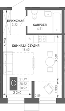 Продается 1-комн. квартира, 30.45 м²