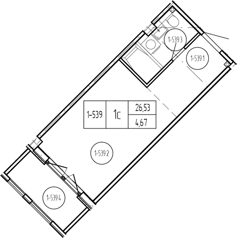 Продается 1-комн. квартира, 26.53 м²