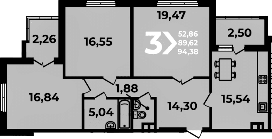 Продается 4-комн. квартира, 89.62 м²