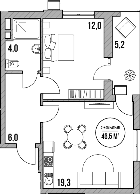 Продается 2-комн. квартира, 41.3 м²