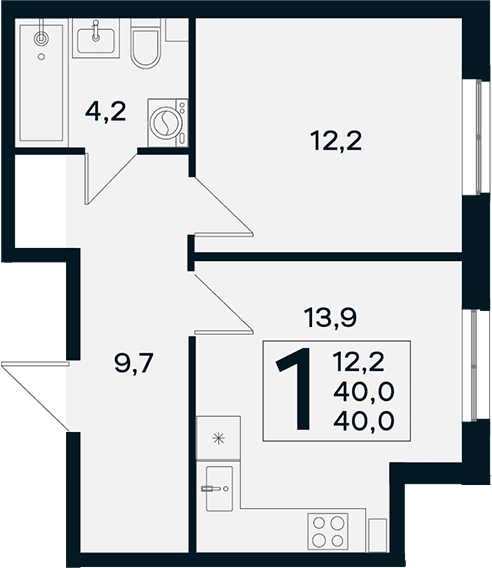 Продается 1-комн. квартира, 40 м²
