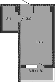 Продается 1-комн. квартира, 19.1 м²