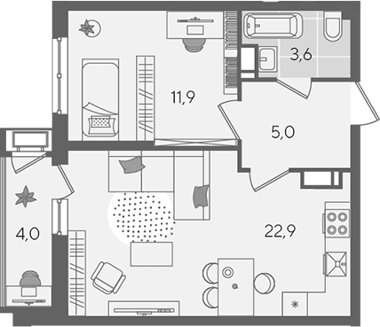 Продается 2-комн. квартира, 43.4 м²