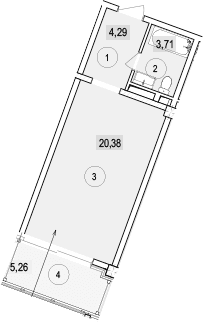 Продается 1-комн. квартира, 28.38 м²