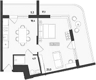 Продается 1-комн. квартира, 55 м²