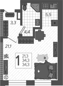 Продается 1-комн. квартира, 37.5 м²