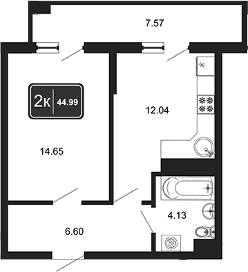 Продается 1-комн. квартира, 35.15 м²