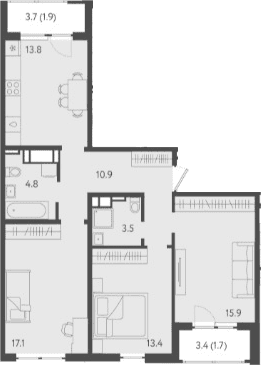 Продается 3-комн. квартира, 79.4 м²