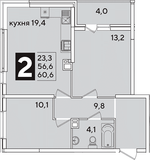 Продается 3-комн. квартира, 56.6 м²