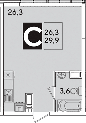 Продается 1-комн. квартира, 29.9 м²