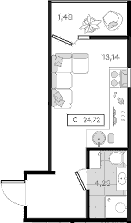 Продается 1-комн. квартира, 23.24 м²