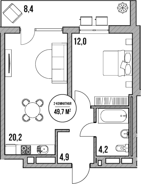 Продается 2-комн. квартира, 41.3 м²