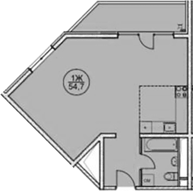 Продается 1-комн. квартира, 54.7 м²