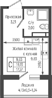 Продается 1-комн. квартира, 16.13 м²