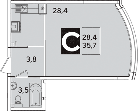 Продается 1-комн. квартира, 35.7 м²