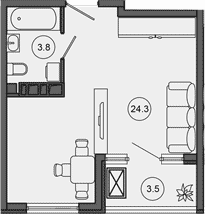 Продается 1-комн. квартира, 28.1 м²
