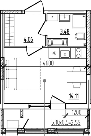 Продается 1-комн. квартира, 21.65 м²