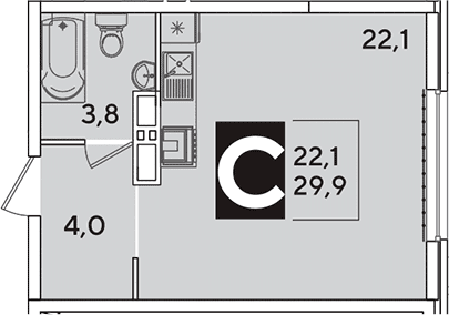 Продается 1-комн. квартира, 29.9 м²