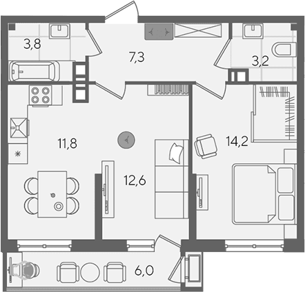 Продается 2-комн. квартира, 52.9 м²
