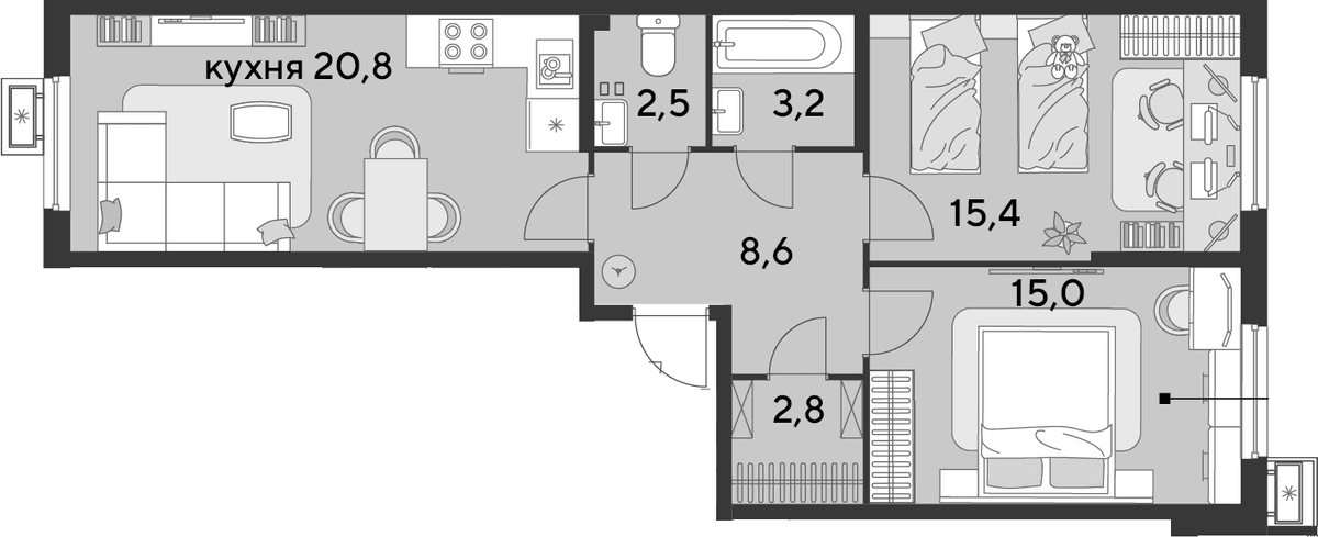 Продается 3-комн. квартира, 68.3 м²