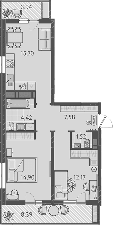 Продается 3-комн. квартира, 56.29 м²