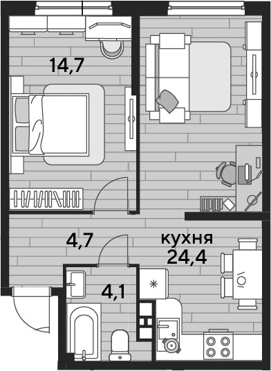 Продается 1-комн. квартира, 47.9 м²
