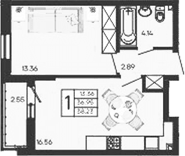 Продается 1-комн. квартира, 36.96 м²