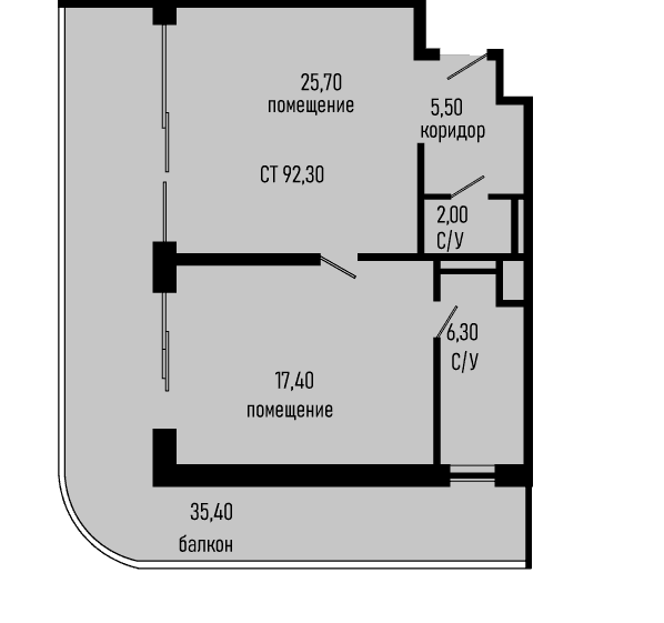 Продается 1-комн. квартира, 56.9 м²