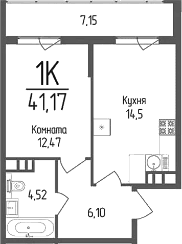 Продается 1-комн. квартира, 37.59 м²