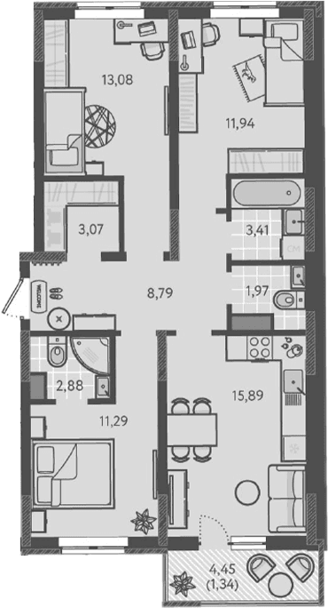 Продается 4-комн. квартира, 72.32 м²