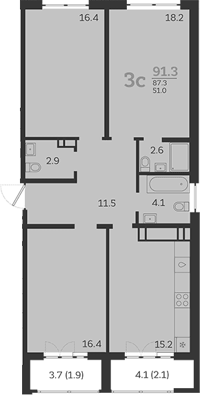 Продается 4-комн. квартира, 85.6 м²