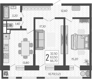 Продается 2-комн. квартира, 63.5 м²