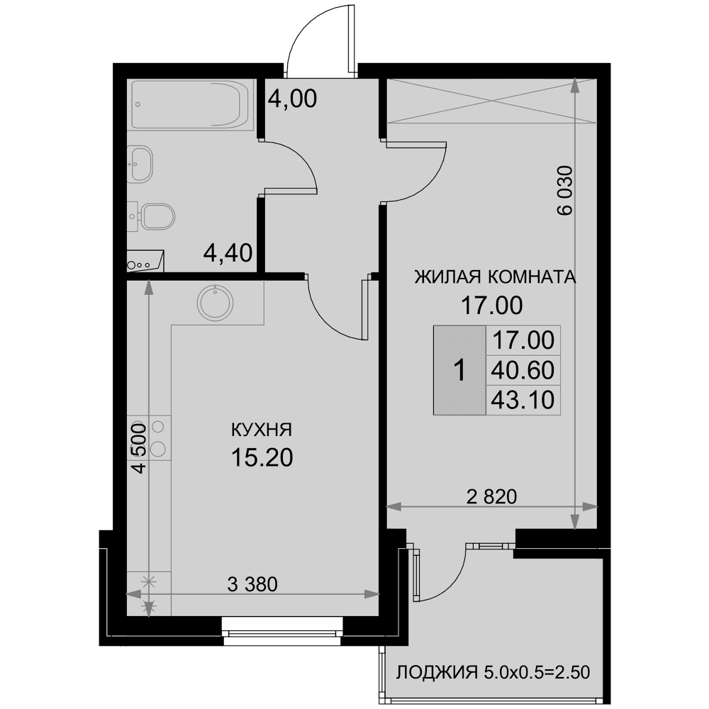 Продается 2-комн. квартира, 40.6 м²