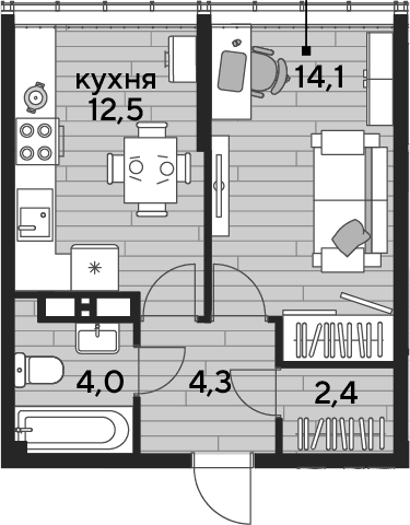 Продается 1-комн. квартира, 37.3 м²