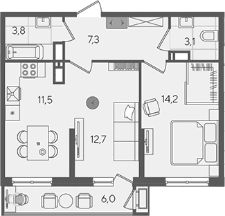 Продается 2-комн. квартира, 52.6 м²