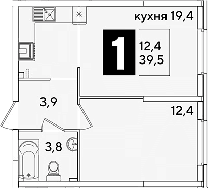 Продается 2-комн. квартира, 39.5 м²