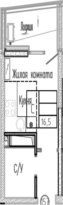 Продается 1-комн. квартира, 16.5 м²