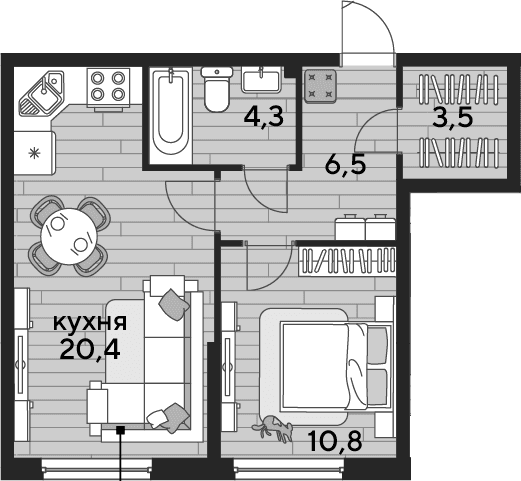 Продается 1-комн. квартира, 45.5 м²