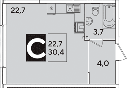 Продается 1-комн. квартира, 30.4 м²